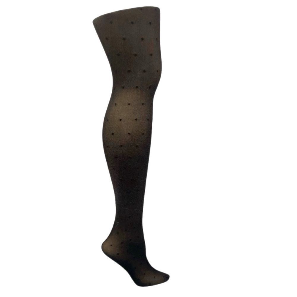H Halston Black Swiss Dot Tights 1X/2X NWT